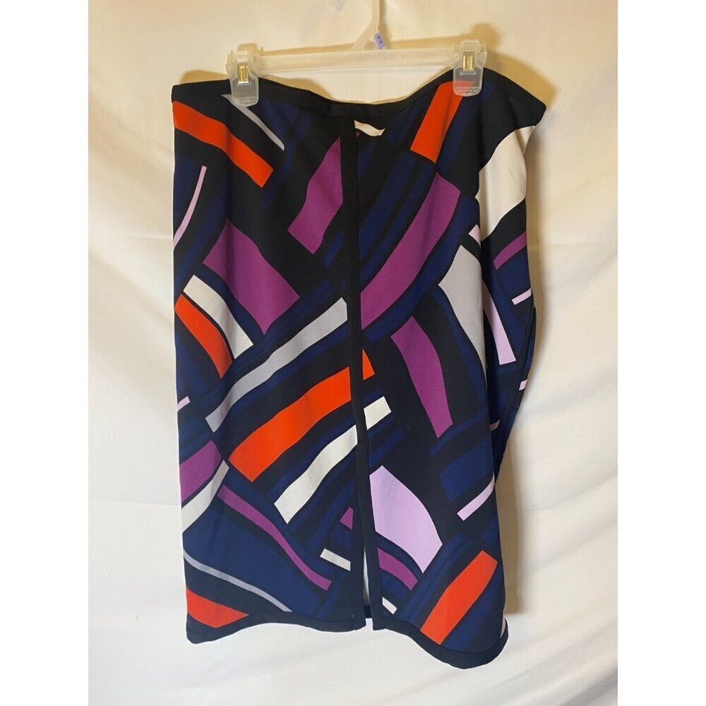 Abstract Graphic Women’s Plus 2X Colorblock Aline Skirt Sexy Slit Midi Mod